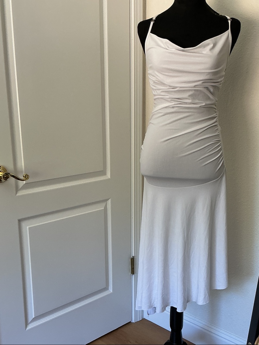 Bebe White Cowl Neck Slip Dress